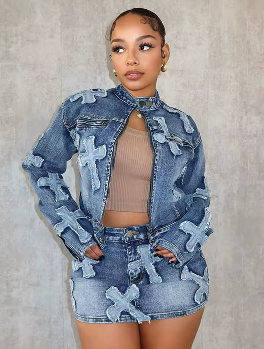 Cross Denim Set
